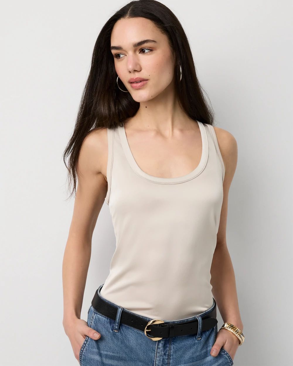 Satin Front Shell Tank | White House Black Market